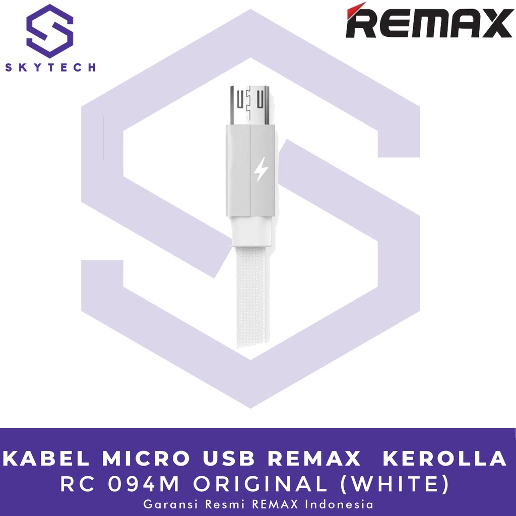 KABEL MICRO USB REMAX  KEROLLA 1M WHITE RC 094M ORIGINAL GARANSI RESMI