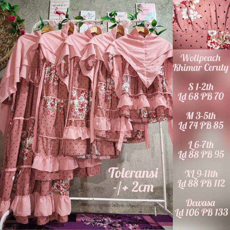 Couple ibu + 1,  2 &amp; 3 Anak (2kg) | gamis Couple | couple ibu dan anak