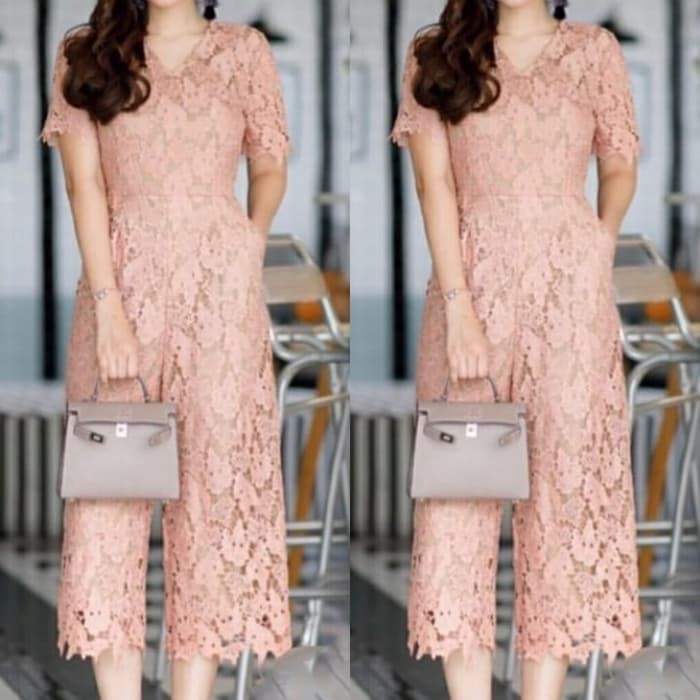 JUMPSUIT BROKAT SALEM BAJU FASHION WANITA    Terusan
