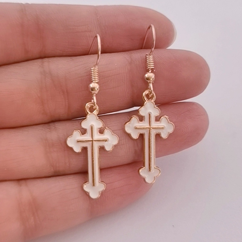 Anting Tusuk Gantung Bahan alloy Desain Salib Gaya Punksimpletrendy Untuk Wanita