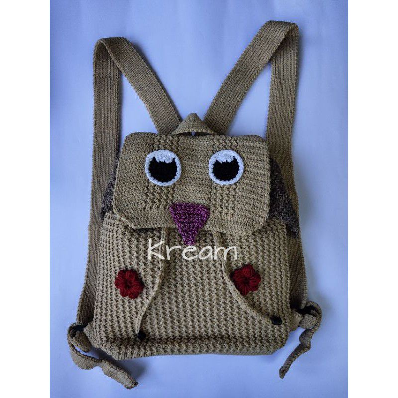 RANSEL RAJUT TEBAL MOTIF OWL/BURUNG HANTU