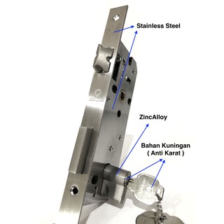  KOMPLIT  Kunci  Pintu  Besar Stainless Steel Asli OSALOCK 