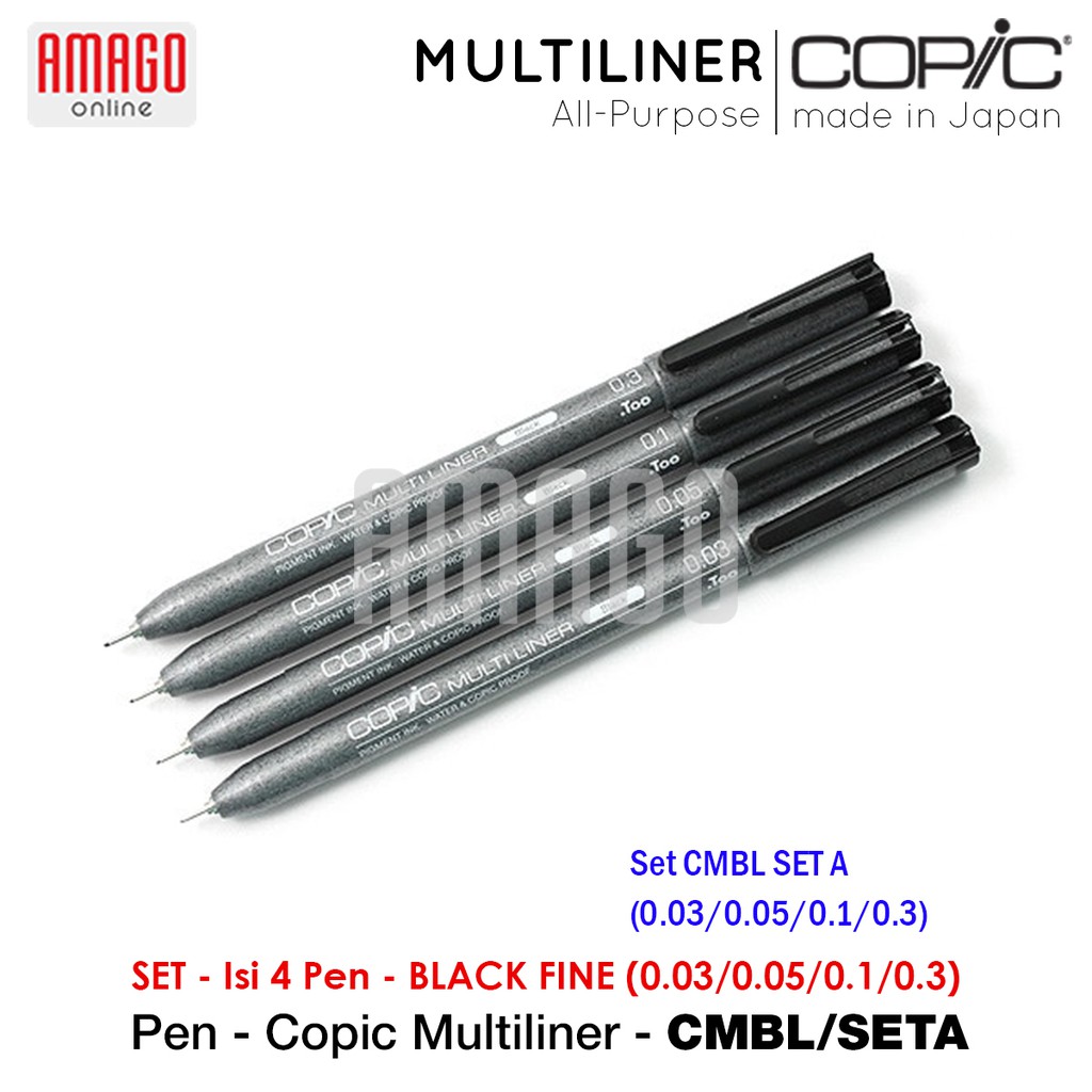 COPIC Multiliner - Set Black Fine - 4 pcs pens - CMBL/SETA