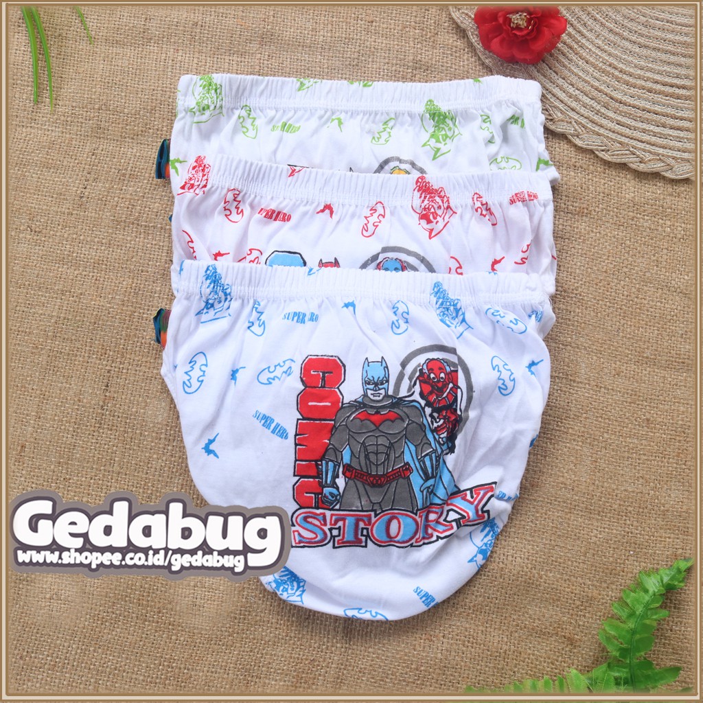 (3pcs) CD Agree NG 01 | Celana Dalam Anak Agree Dasar Putih Motif