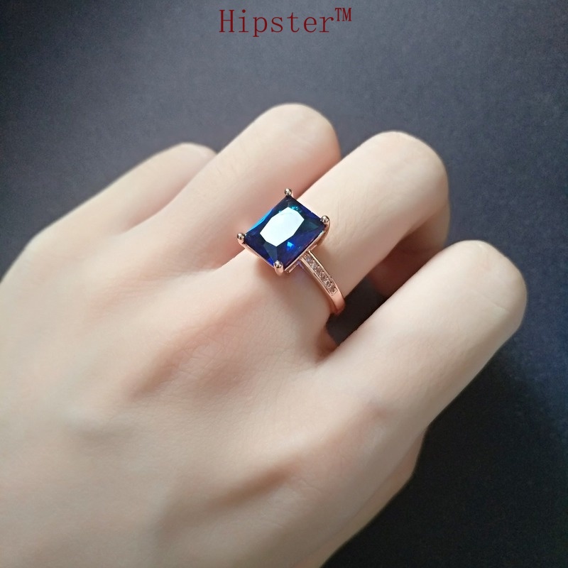 Hot Sale in Europe and America Domineering Inlaid Square Amethyst Rose Gold Ring