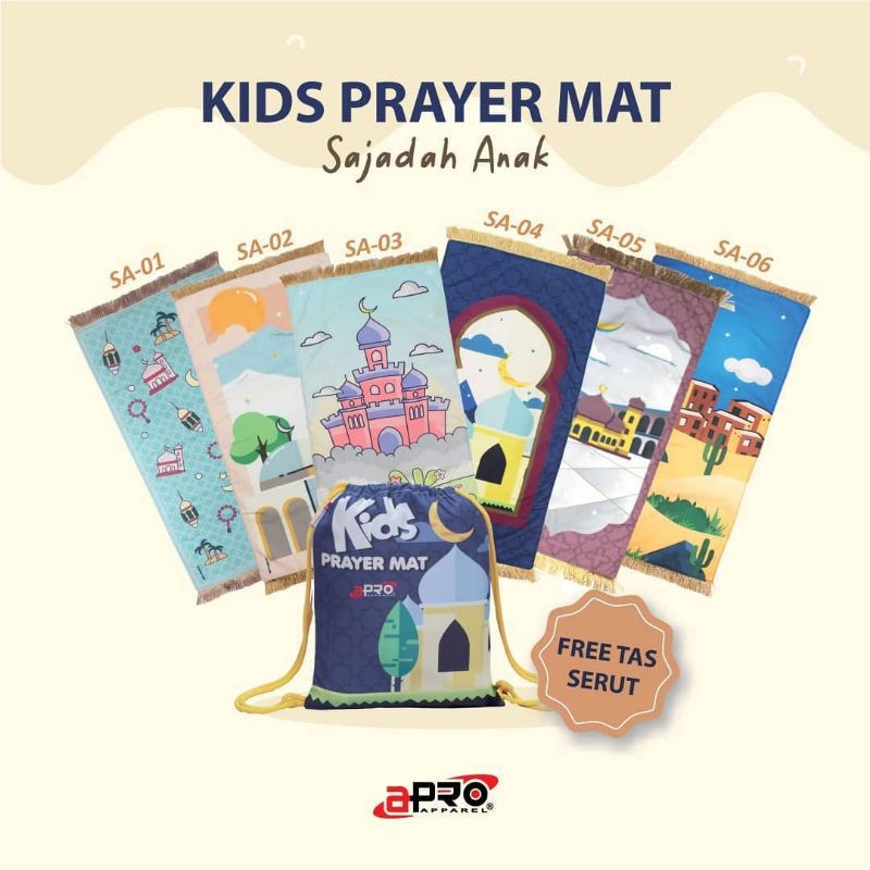 Sajadah Anak Premium Empuk Elegan Motif Printing Sejadah Prayer Mat Anti Slip Original Apro Apparel