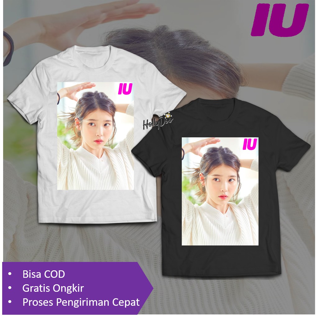 IU Kaos Cantik Photoshoot T-Shirt Lee Ji-eun Baju K-Pop