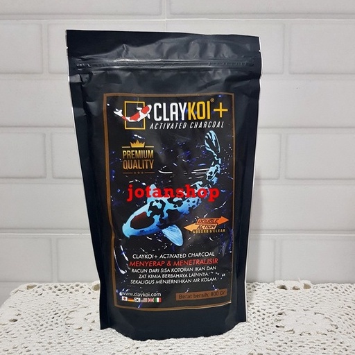 Claykoi Clay koi Hitam 800gr Plus Activated Charcoal Penjernih kolam ikan