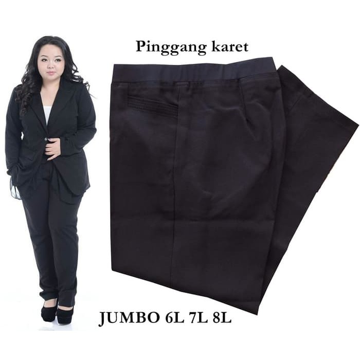 Celana Kain Wanita Melar Model Murah Kulot Panjang Dewasa Str GV956  Jumbo Big Size Pinggang Karet