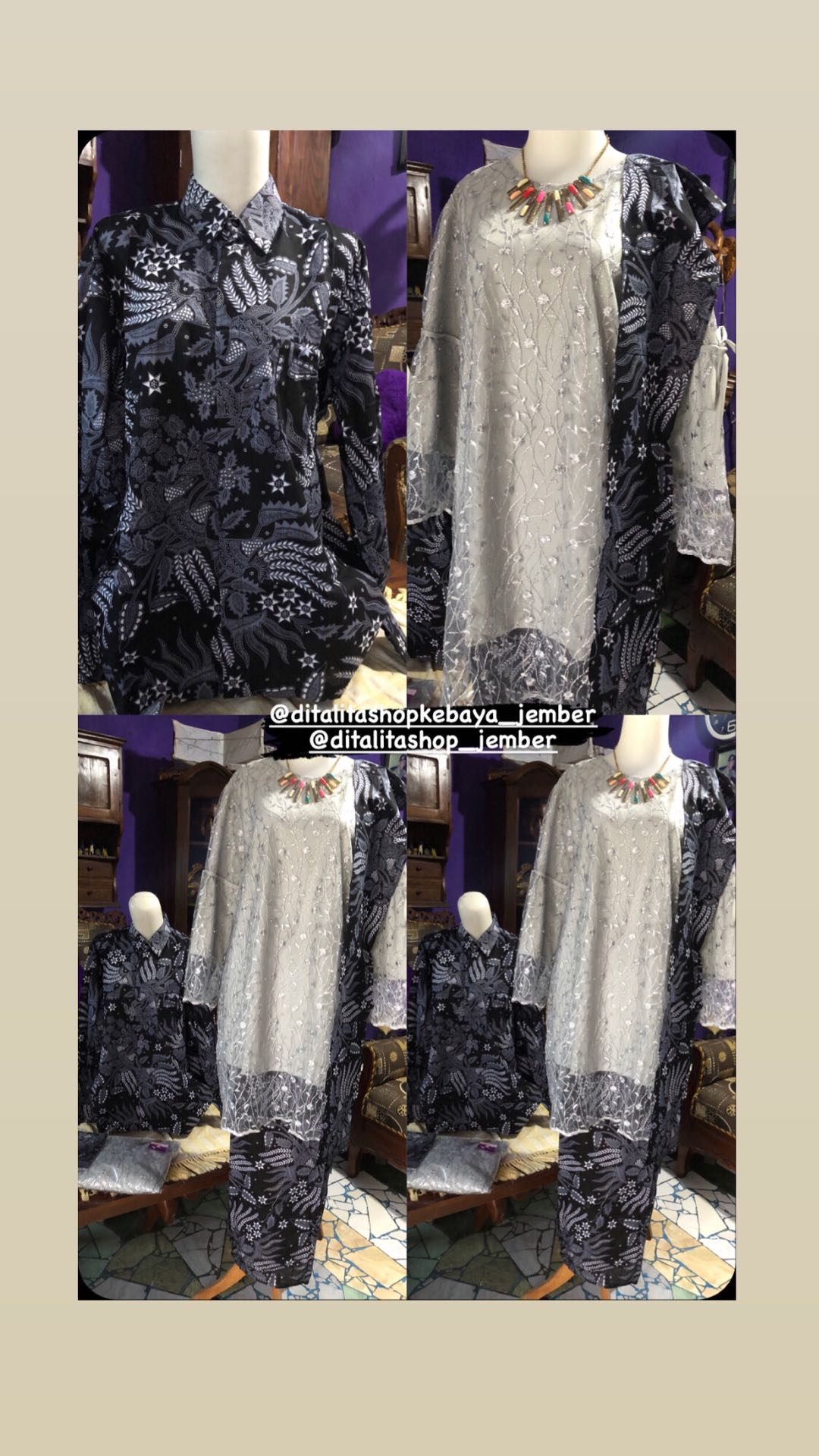 Batik Couple Tunik Tile Aurel Adelia Classic Free Selendang