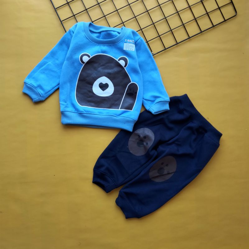 set sweater bayi 0-12 bulan motif bear kombi