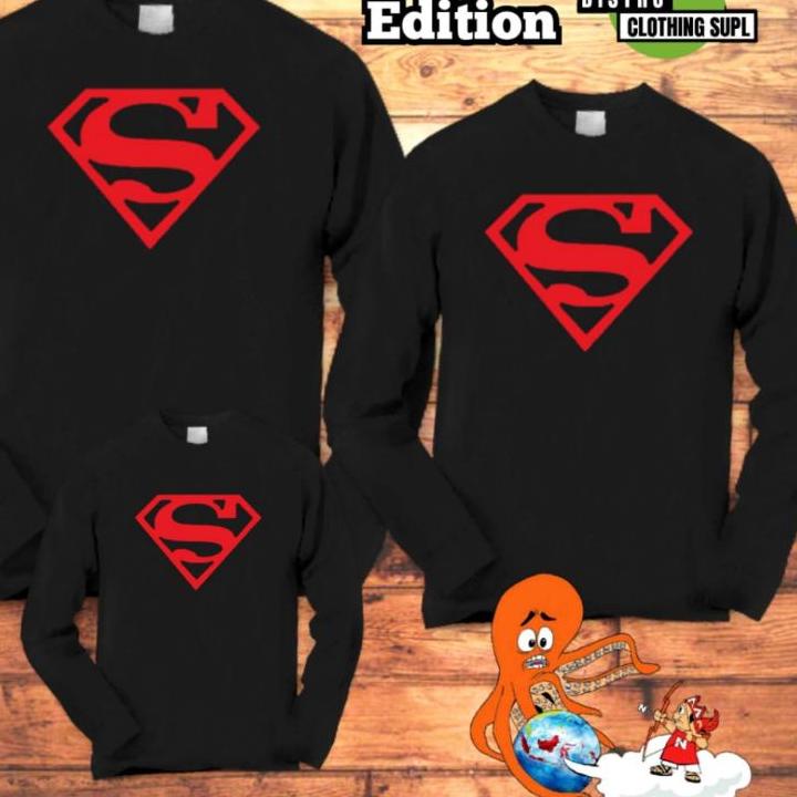 Baju couple keluarga / kaos lengan panjang kapel ayah ibu dan anak motif superhero