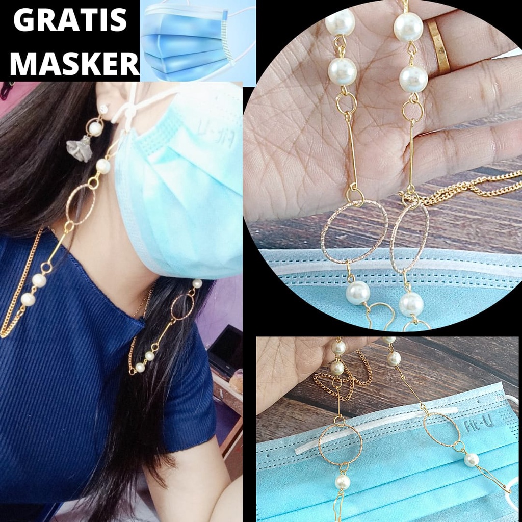 Strap masker mutiara Tali Masker / Kalung Masker /Masker Lanyard - Mutiara kalung masker wanita