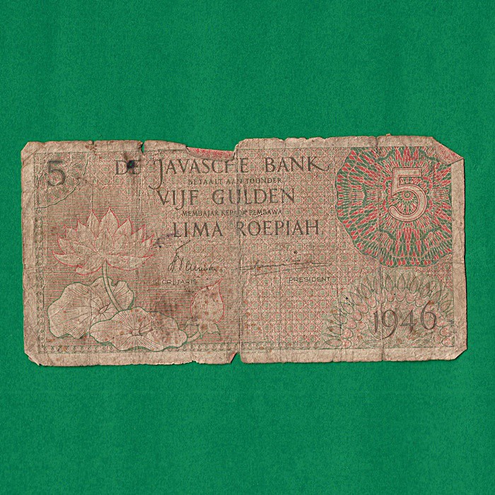 UK255 UANG KUNO UANG ASLI INDONESIA 5 RUPIAH TAHUN 1946 KOLEKSI UANG LAMA INDONESIA MAHAR PERNIKAHAN