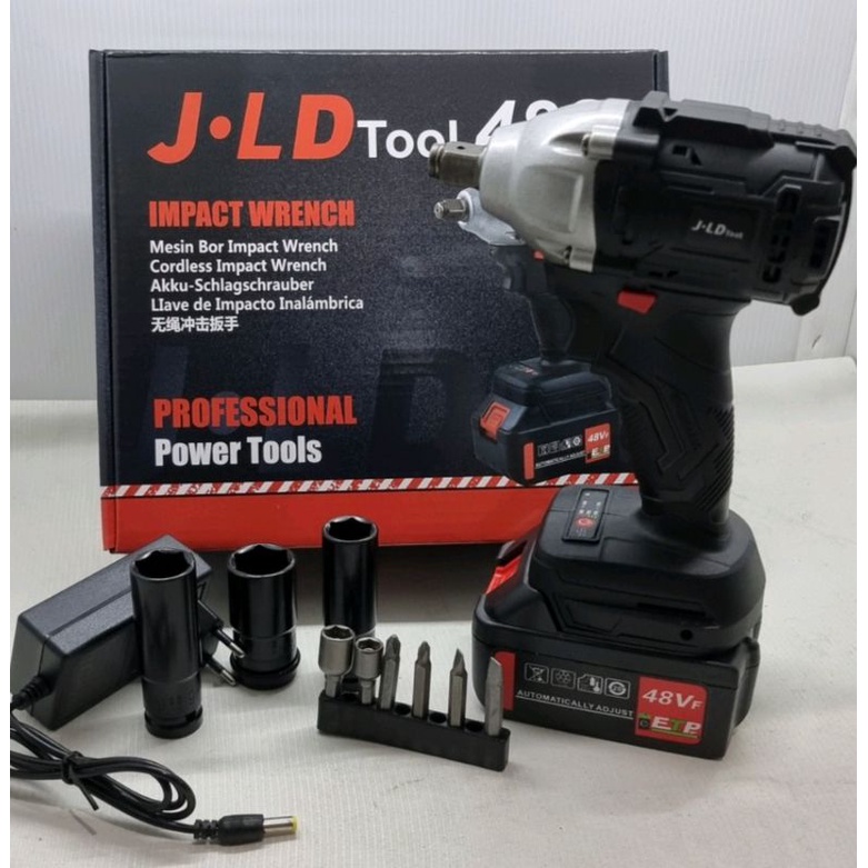 Cordless Impact Wrench 48V Brushless JLD 48S Mesin Bor Impact Baut Baterai 48volt