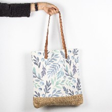 

Seruni Living Tote Bag Putih Daun Biru Muda Biru Tua