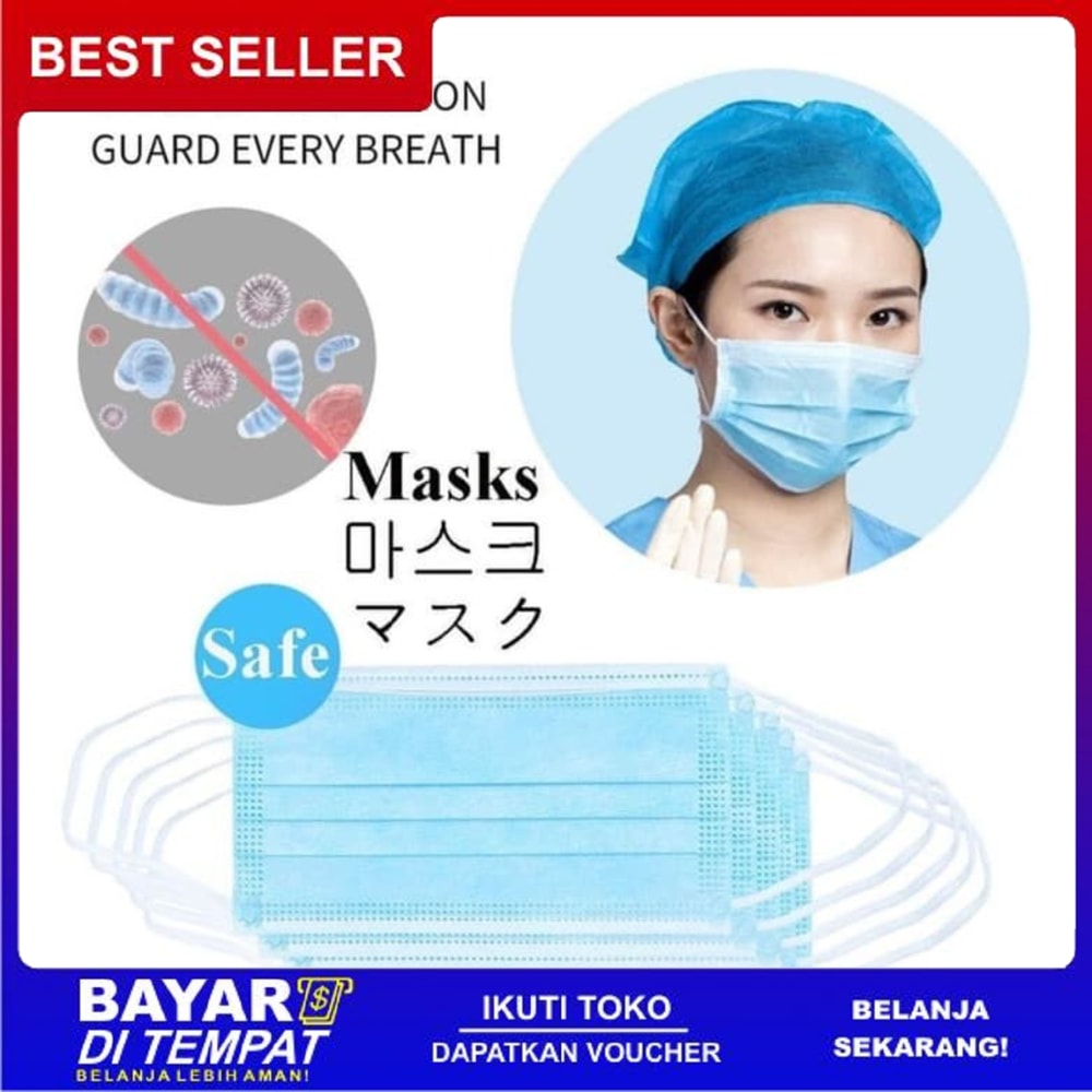 Masker 3 Ply isi 50 Pcs disposable Surgical mask Masker Bedah Earloop FF