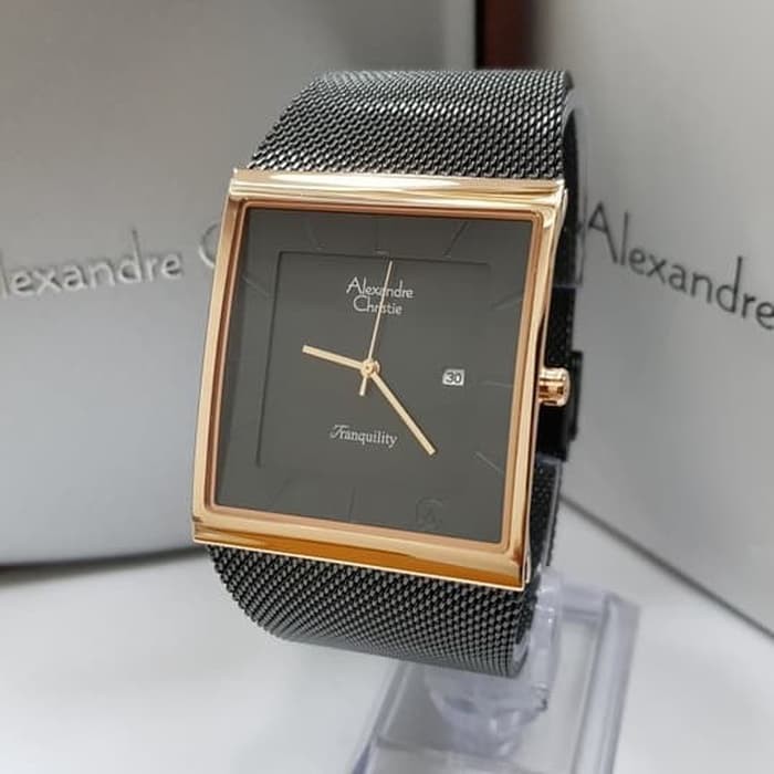 jam tangan pria Alexander Cristie ORIGINAL ac8333 black rosegold