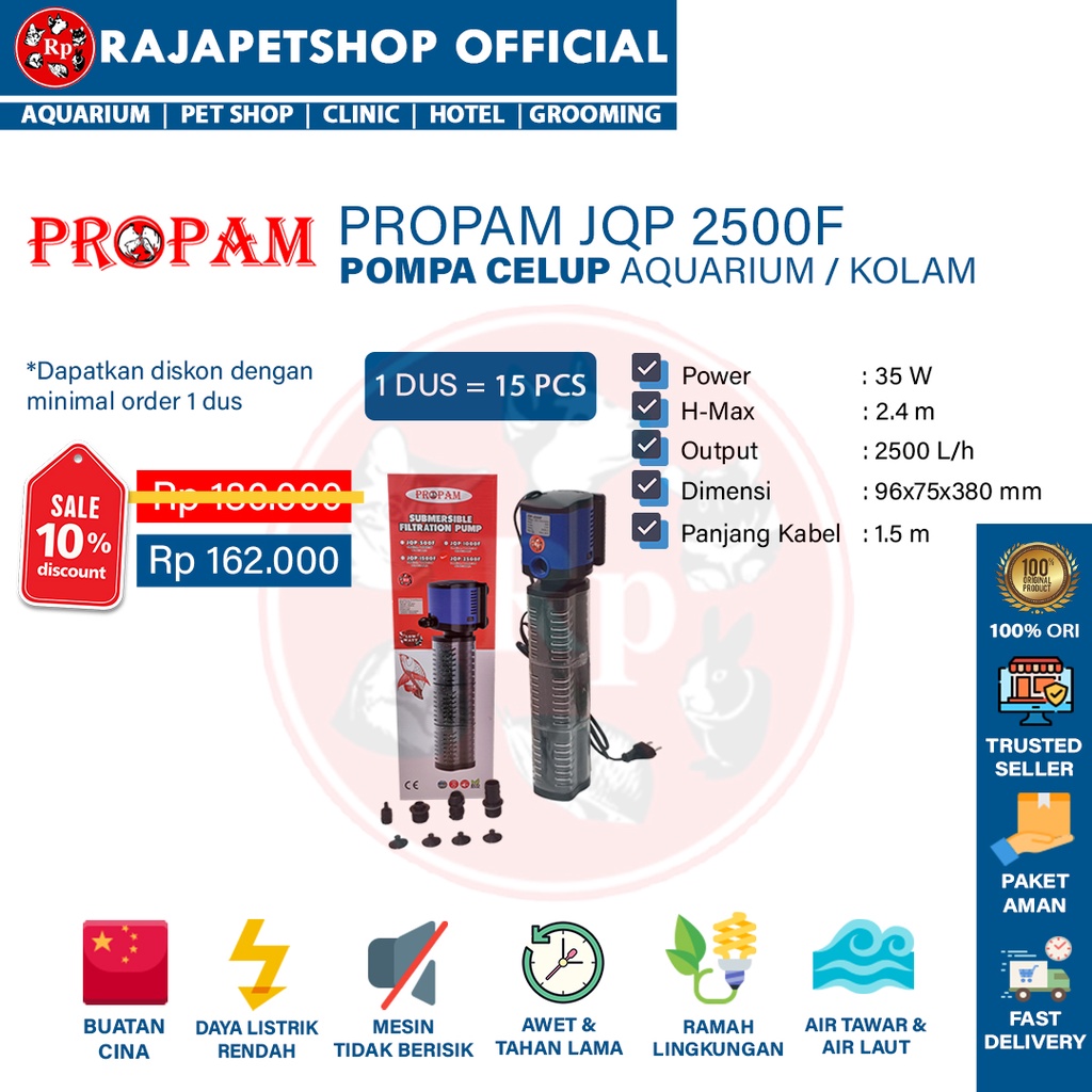 (GROSIR MINIMAL ORDER 1 DUS) SUNSUN PROPAM JQP 2500F POMPA CELUP KOLAM