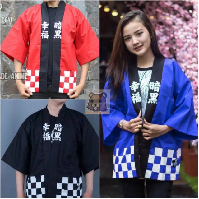 BAJU HAPPI / LOOSE KIMONO JEPANG / PAKAIAN JEPANG KIMONO HAORI OUTER PRIA WANITA