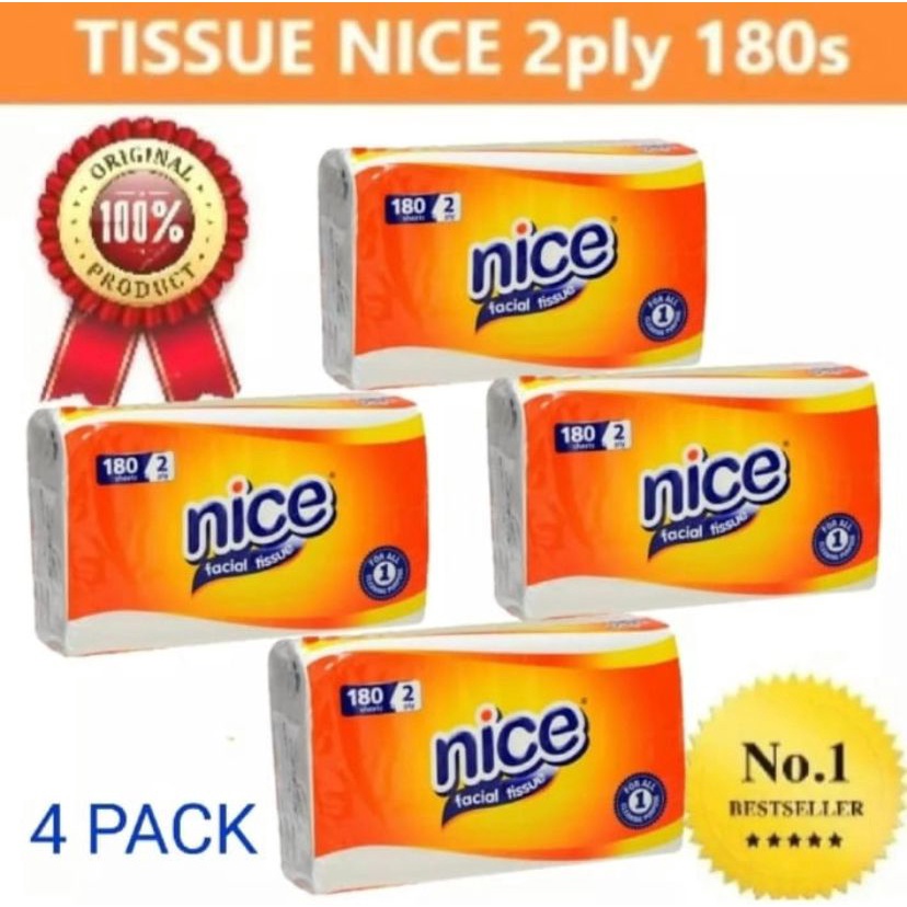 TISSUE NICE 180 LEMBAR / TISU WAJAH / TISU NICE 1 PACK ISI 4 PCS FBL