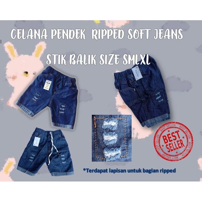 SUPER SELLER Celana  Pendek Anak  Jeans  Ripped Stik  Balik  