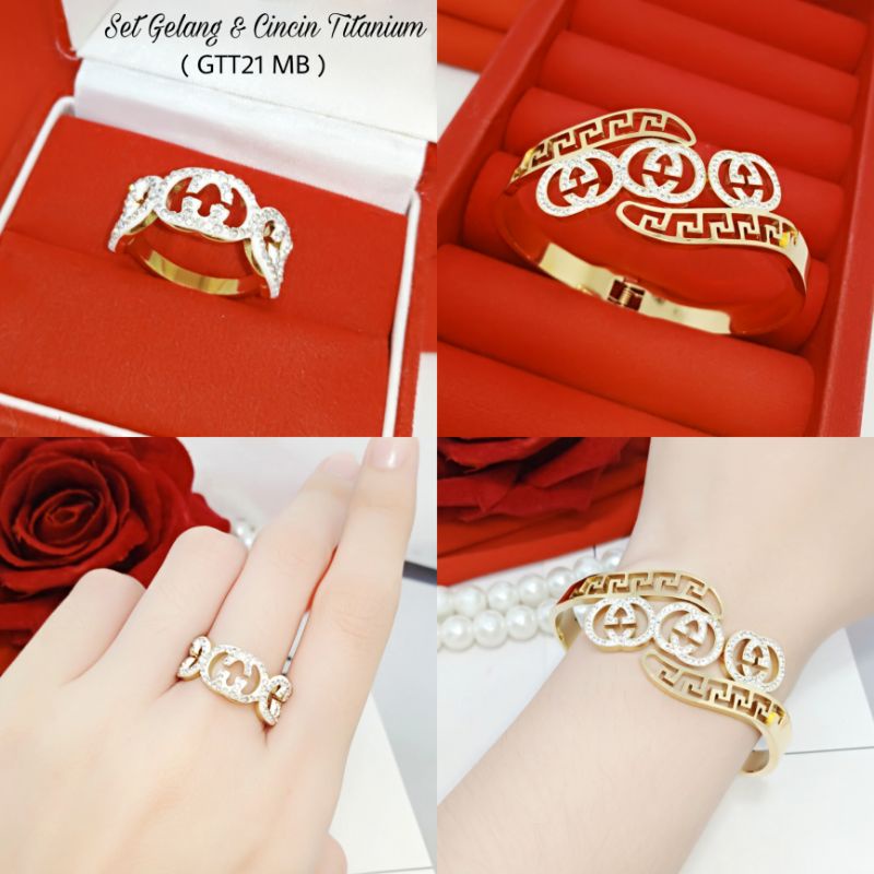 Gelang Set Titanium Cincin Wanita GTT21 MB