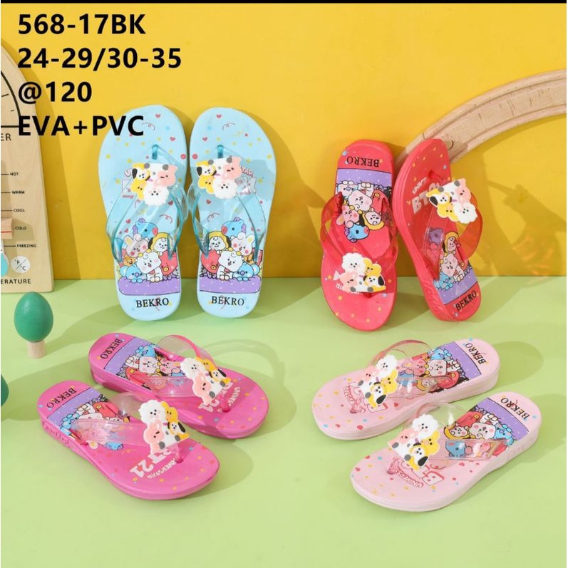 Sandal Jepit Anak Perempuan Motif BTS 21 KOREA Sol Ringan 568