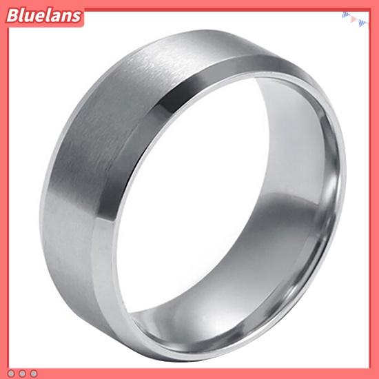 Bluelans Cincin Titanium Steel Lapis Emas 18K Lebar 8mm Ukuran US 5-14 Untuk Pria / Wanita