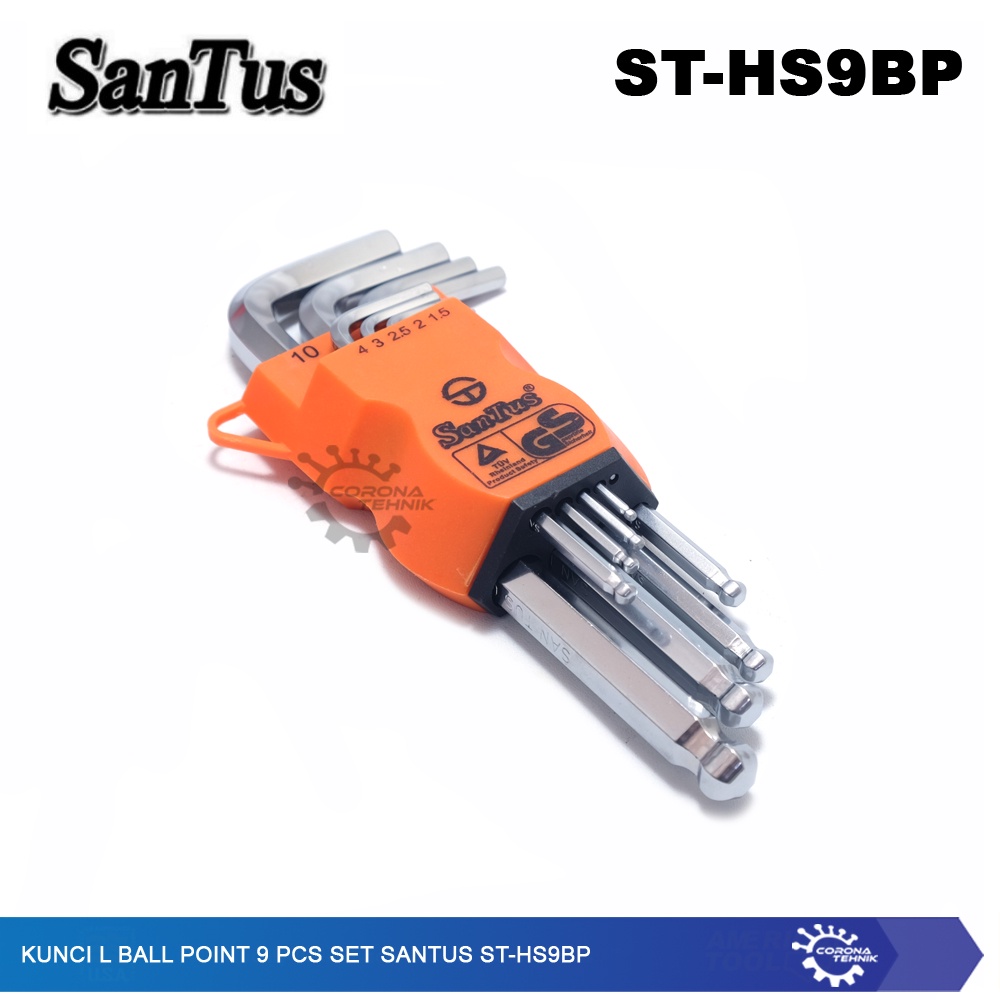 Santus ST-HS9BP ( MM ) - Kunci L Ball Point 9 Pcs Set