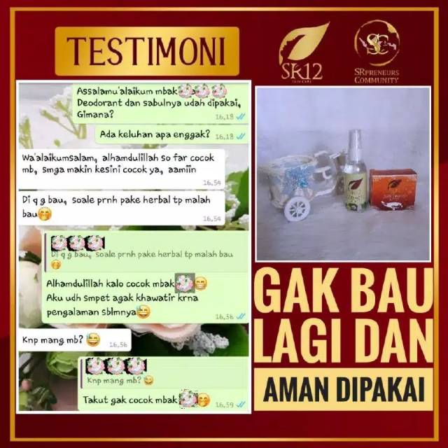 TERAMPUHH.!! PAKET TUMPAS BAU BADAN SR12 BPOM / MENGHILANGKAN BAU KERINGAT / MENETRALKAN AROMA TUBUH