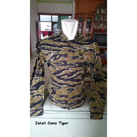 Jaket Loreng Doreng Camo Army Motif Corak Twill Ripstop Parka