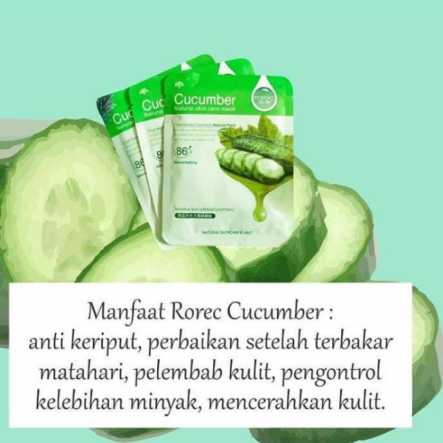 Jual Rorec Cucumber Natural Skin Care Mask/Masker Korea Mentimun