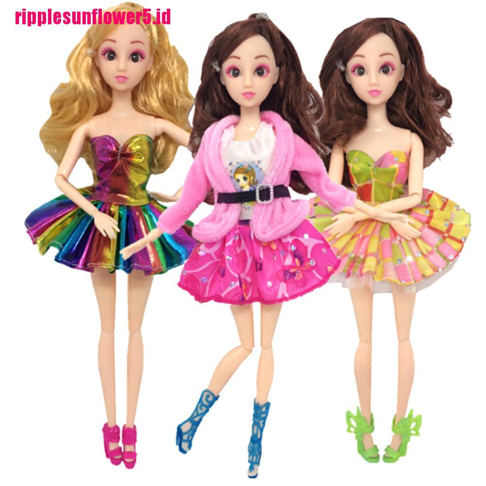# Kaos T-Shirt Wanita Lengan Pendek Motif Print #Dress Pesta Handmade Untuk Boneka Barbie 11 Inch