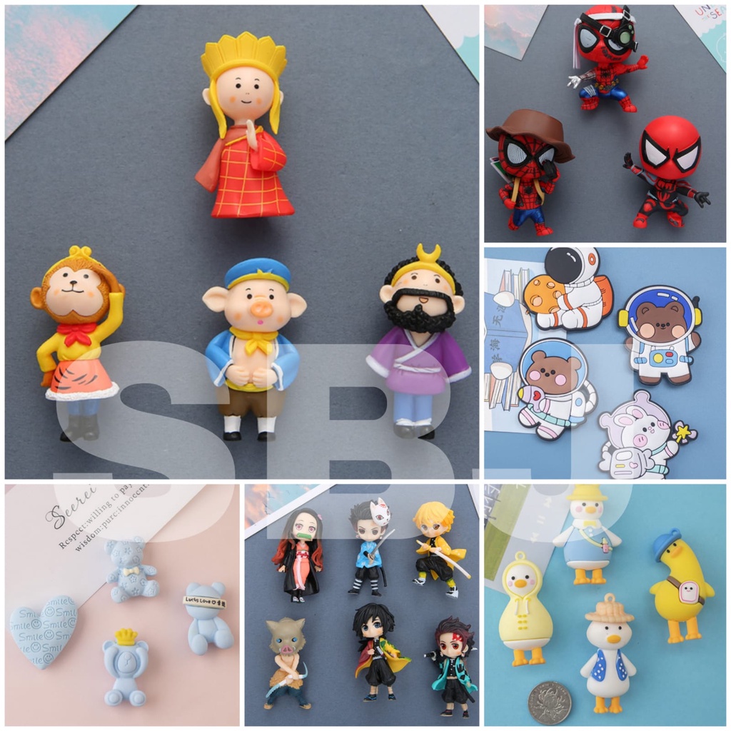 PAKET PER SET Magnet kulkas / Souvenir magnet Mario bros Astronot Bear Duck Sanrio Sun gokong Kaktus Demon slayer