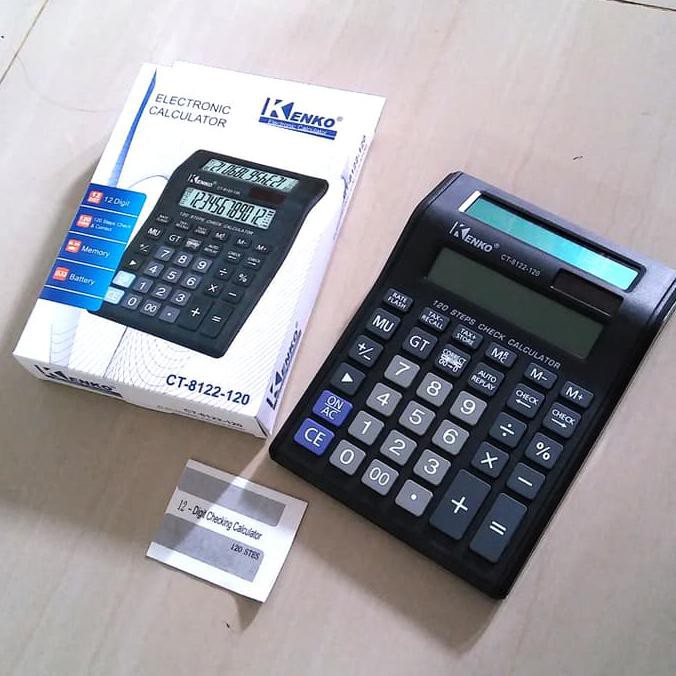 

Kalkulator Kenko CT-8122 Tombol Besar Auto Replay Dua Layar 12 Digit