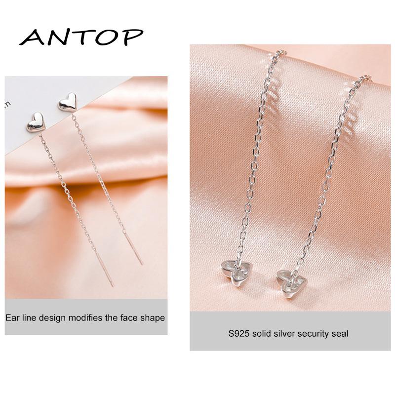 Anting Tusuk Gantung Bahan Silver Desain Hati Gaya Trendy Untuk Wanita