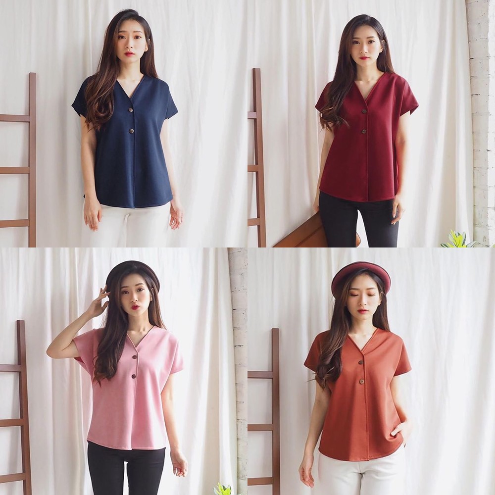 Key - 0114 IVI Top V Kerah Moscrepe Halus Good Quality  