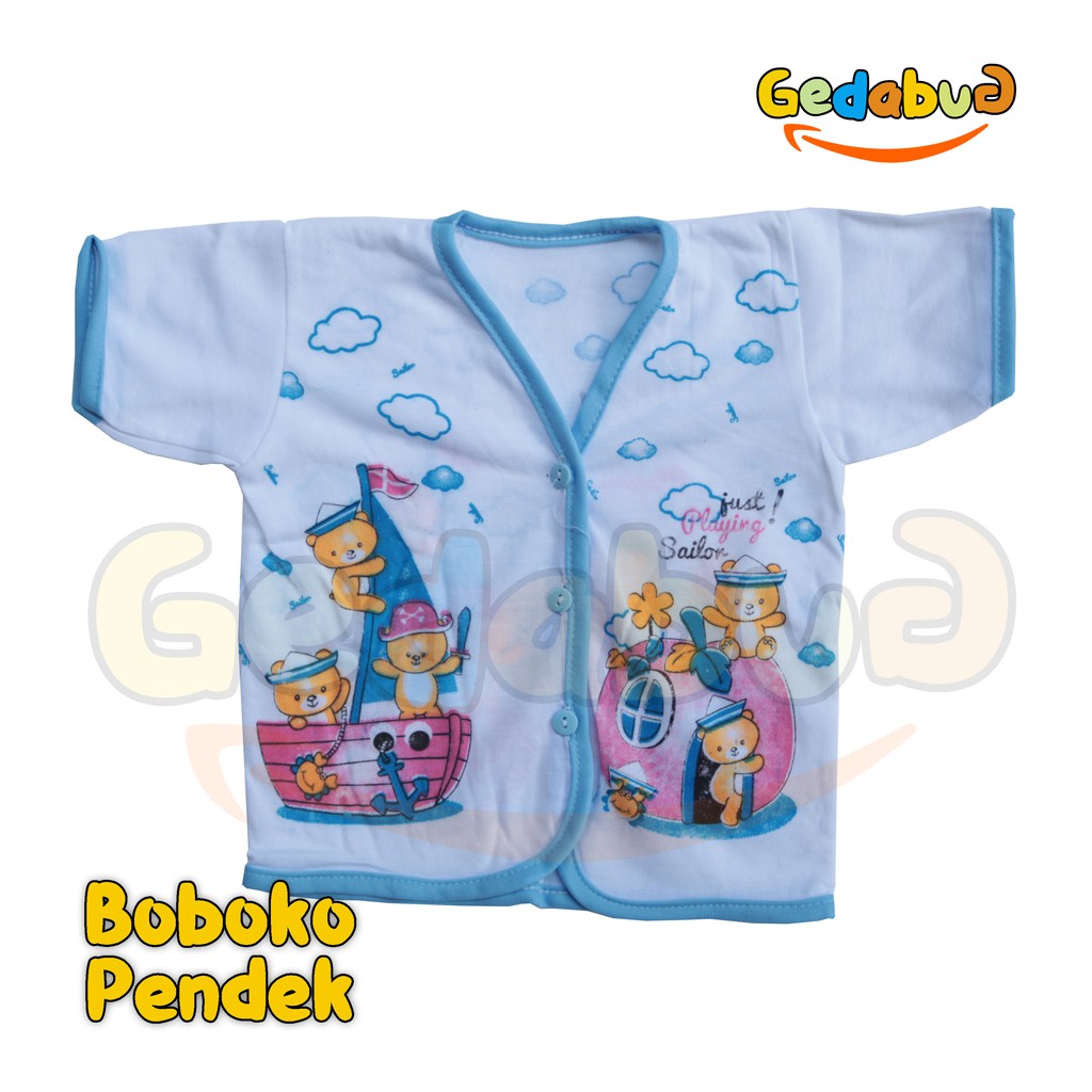 6pcs - Baju Boboko Sablon PENDEK | Perlengkapan Pakaian Bayi New Born