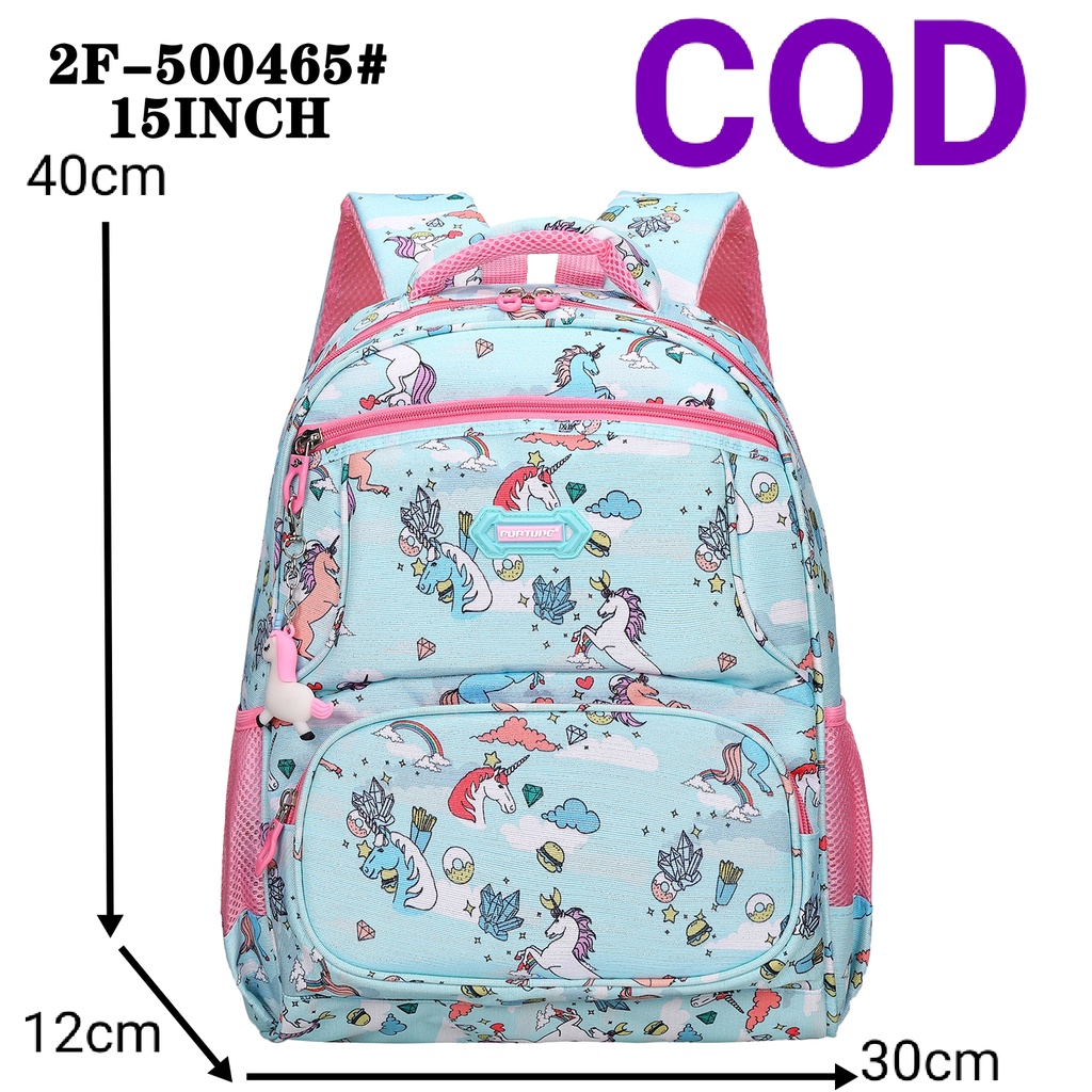 Tas Ransel Sekolah Anak Perempuan Fortune 500465 HIJAU import original raincover