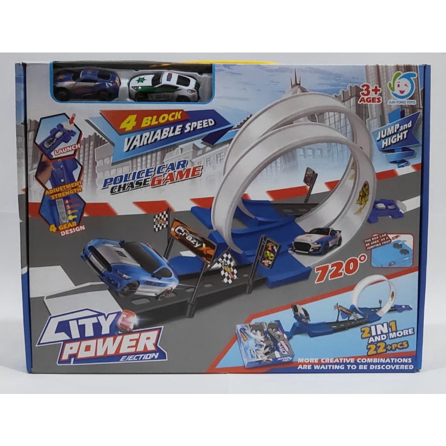 TRACK Ejection City Power 22Pcs Racing Track Mainan Mobil Balapan City Power