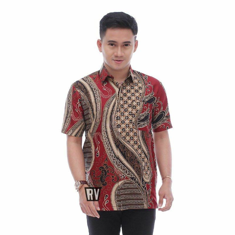 kemeja batik pria lengan pendek baju batik pria batik kantor seragam kerja ukuran reguler m.l.xl