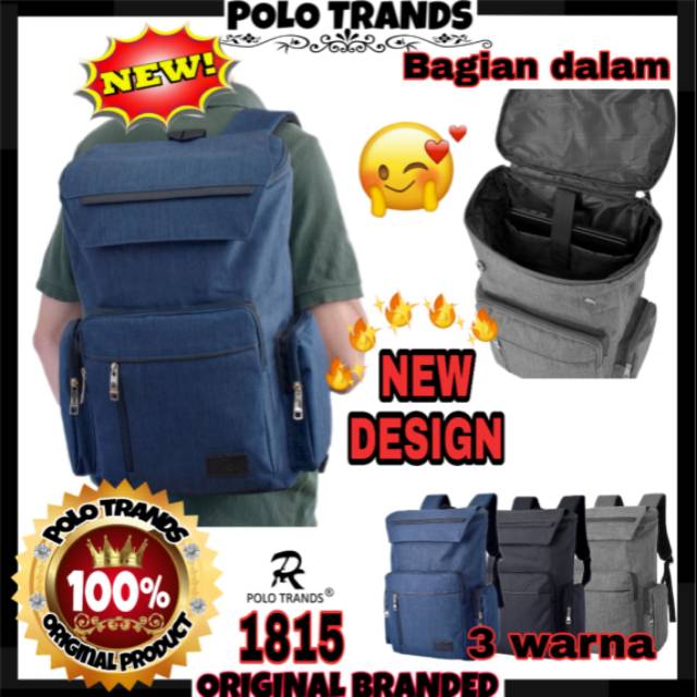POLO TRANDS 1815 BACKPACK/RANSEL LAPTOP PRIA TERBARU IMPORT ORIGINAL BRANDED TRAVEL BAG