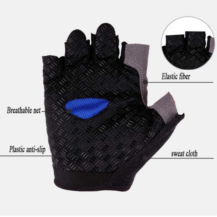 Sarung Tangan Motor Sepeda Gym Fitness Anti kapalan Anti Licin Pria Wanita Unisex GLOVES Sepeda Motor Anti Slip Cycling Gloves Bicycle Gloves Bike Gloves Anti Slip Shock Breathable Half Finger Short Sports Gloves Men Women