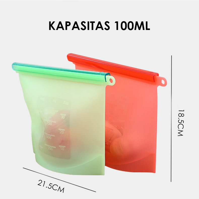 Tempat Penyimpanan Makanan Silikon Ziplock Kantong Silikon Food Storage Bag