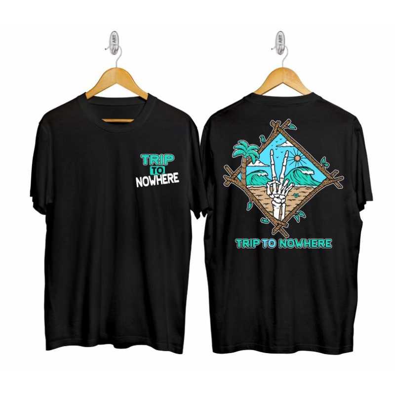 baju kaos trip to nowhere/baju kaos gambar pantai/baju kaos pantai/baju kaos tangan tengkorak/baju k