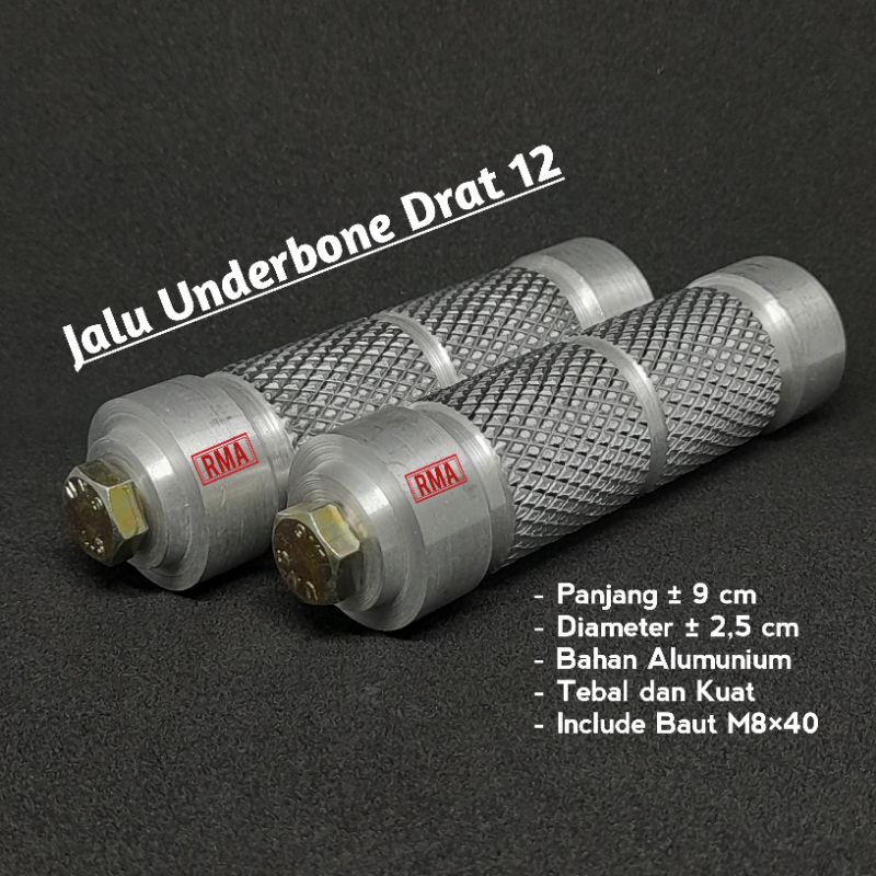 Jalu Step Underbone dural plus baut  Untuk Semua Motor Ukuran Drat 12