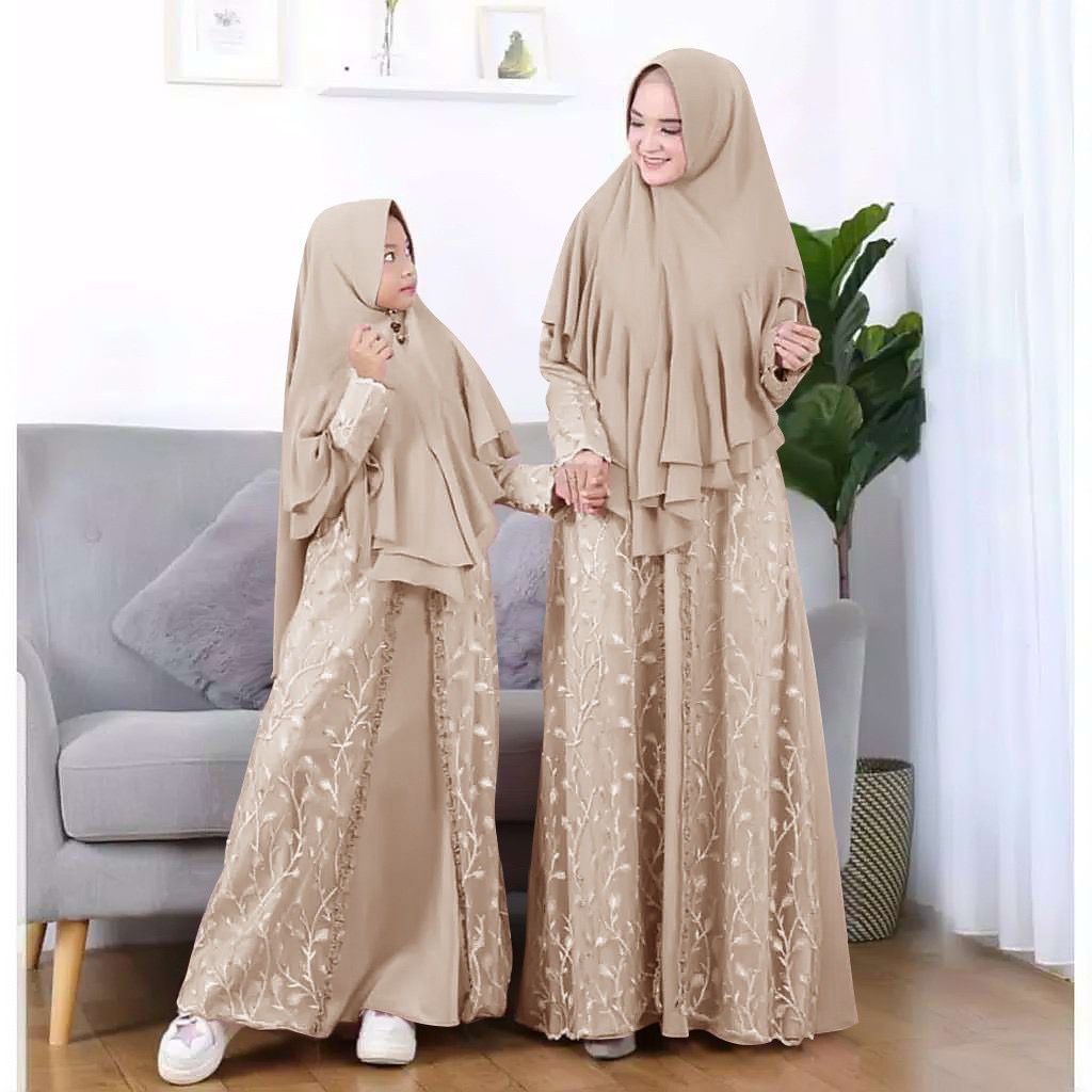 GAMIS IBU DAN ANAK SET BERGO NAURA BRUKAT TULANG PREMIUM