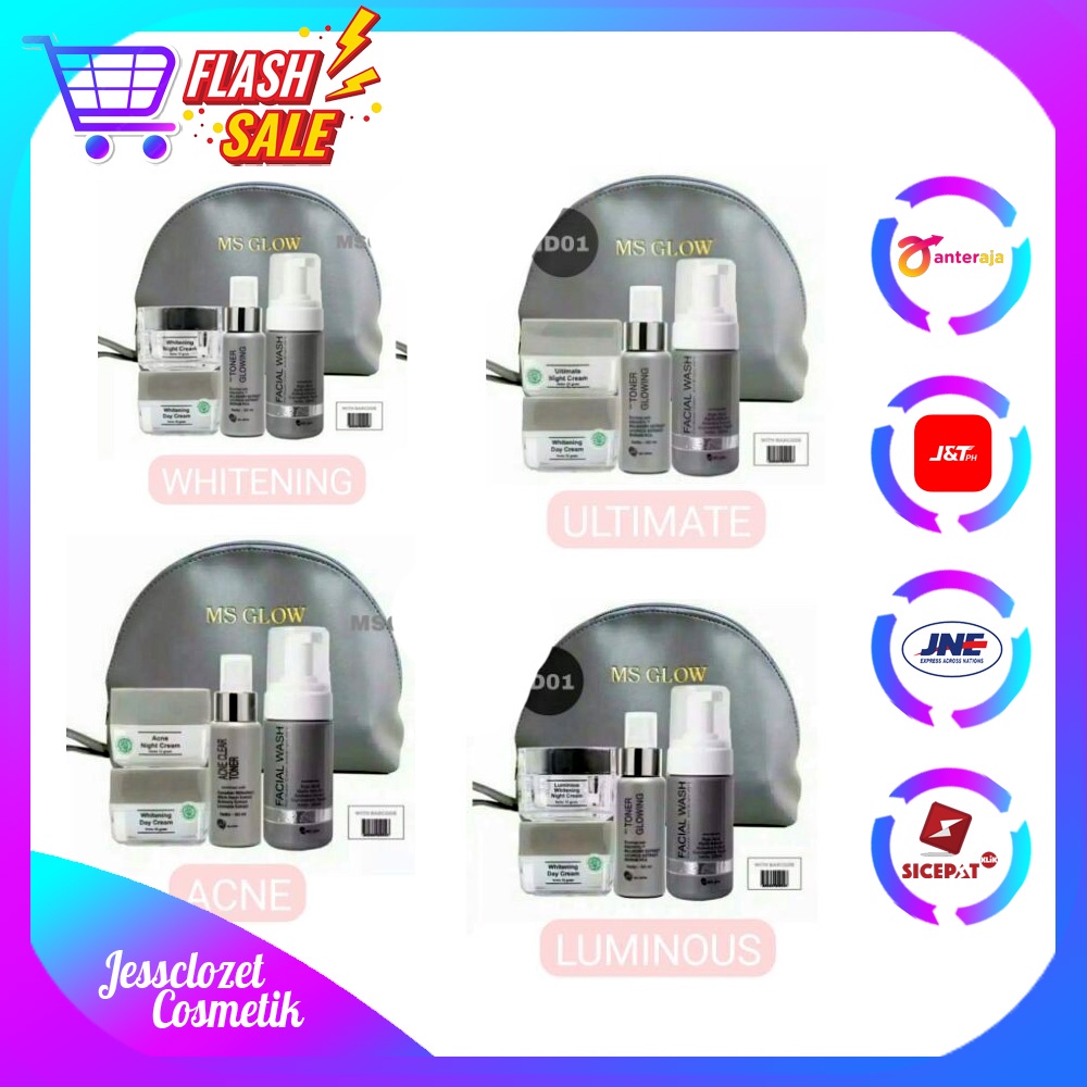 MS GLOW PAKET / ECER / PAKET LUMINOUS / PAKET WHITENING / PAKET ACNE / PAKET ULTIMATE / READY STOK