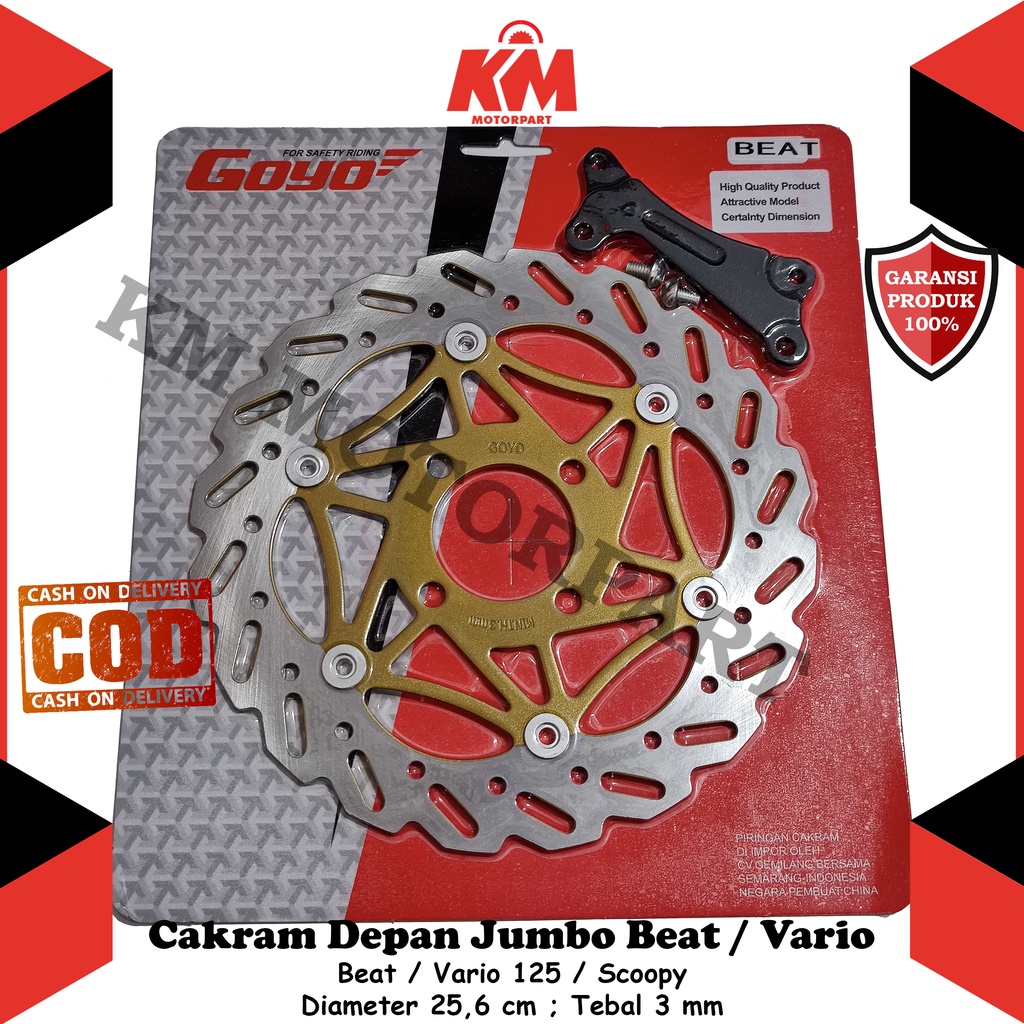 Cakram Depan Beat Vario Scoopy Spacy Variasi Ukuran 260mm Jumbo Bonus Breket Piringan Rem Vario 125 Vario 110 Beat Fi Beat Karbu